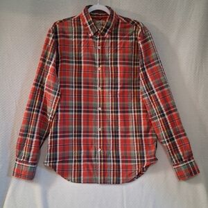 Relwen Men's Classic Red Plaid Button-Down Shirt